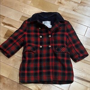 RARE Vintage 1960s Holt Renfrew Made In England Peacoat Plaid Wool Jacket